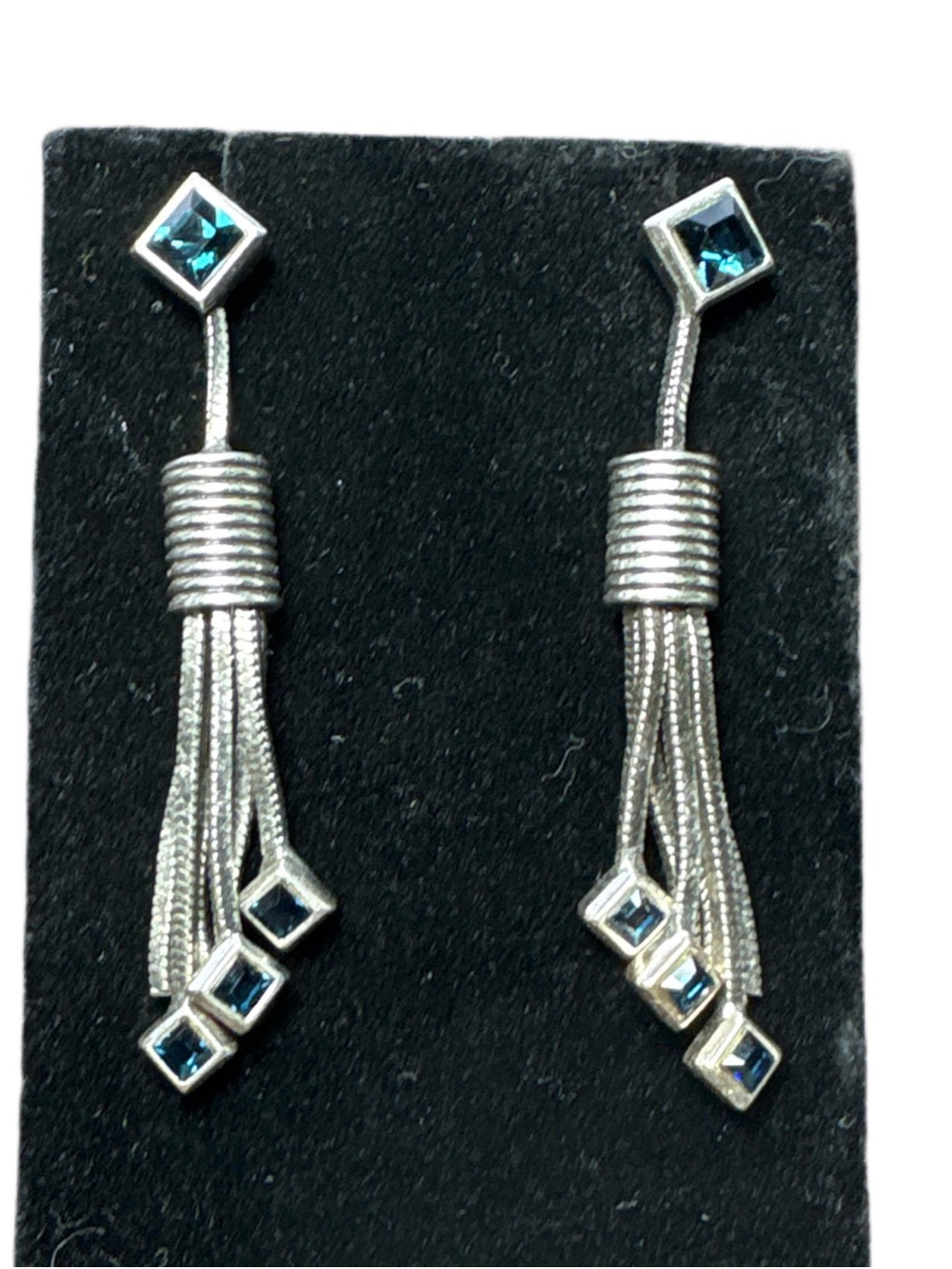 Richard Chai x JewelMint Blue Crystal Tassel Dangle Earrings